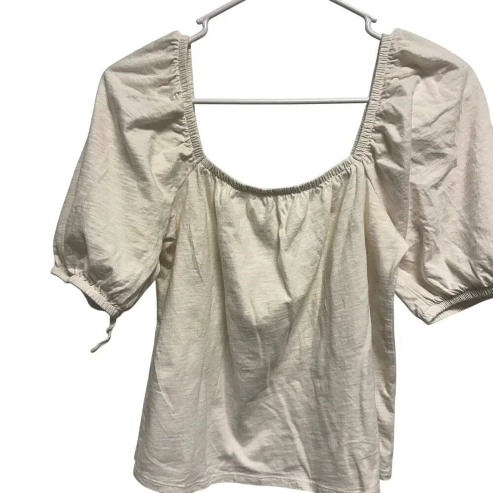 OLD NAVY Cream Square Neck Puff Sleeve Smocked‎ Top Womens Size S